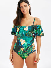 Swimsuit Flounce Floral Tropical 1PC