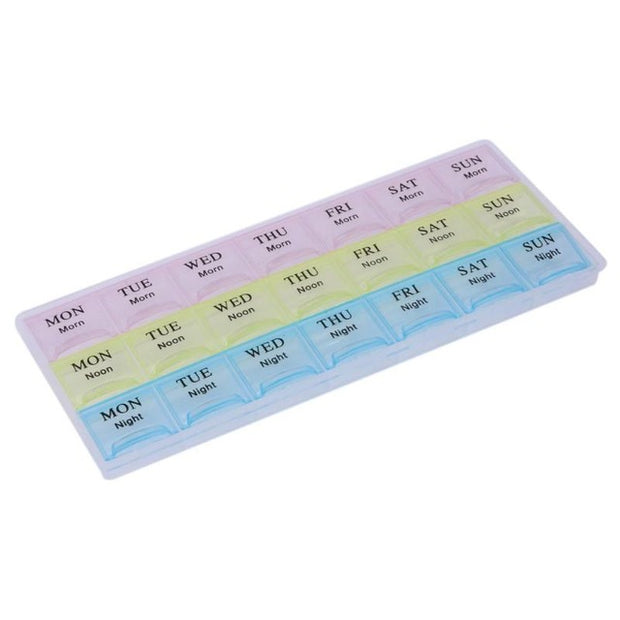 7 Days Weekly Transparent 21 Compartment Lid Tablet Pill Box Holder Medicine Storage Organizer Case Container