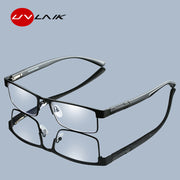 UVLAIK Men Titanium alloy Reading Glasses Non spherical 12 Layer Coated Retro Business Hyperopia Prescription Eyeglasses Cloth