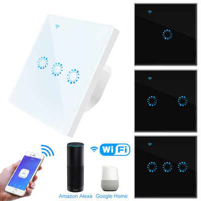 Smart WIFI Light Switch Touch Screen Switch Compatible with Alexa Google Home Smart Wall Switch 10A 90-250V Timer Function